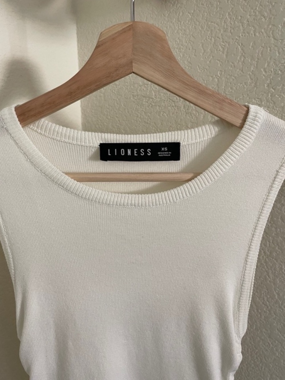 LIONESS Military Minds Mini Dress White Fitted Cinch Tie Dress - Picture 6 of 12